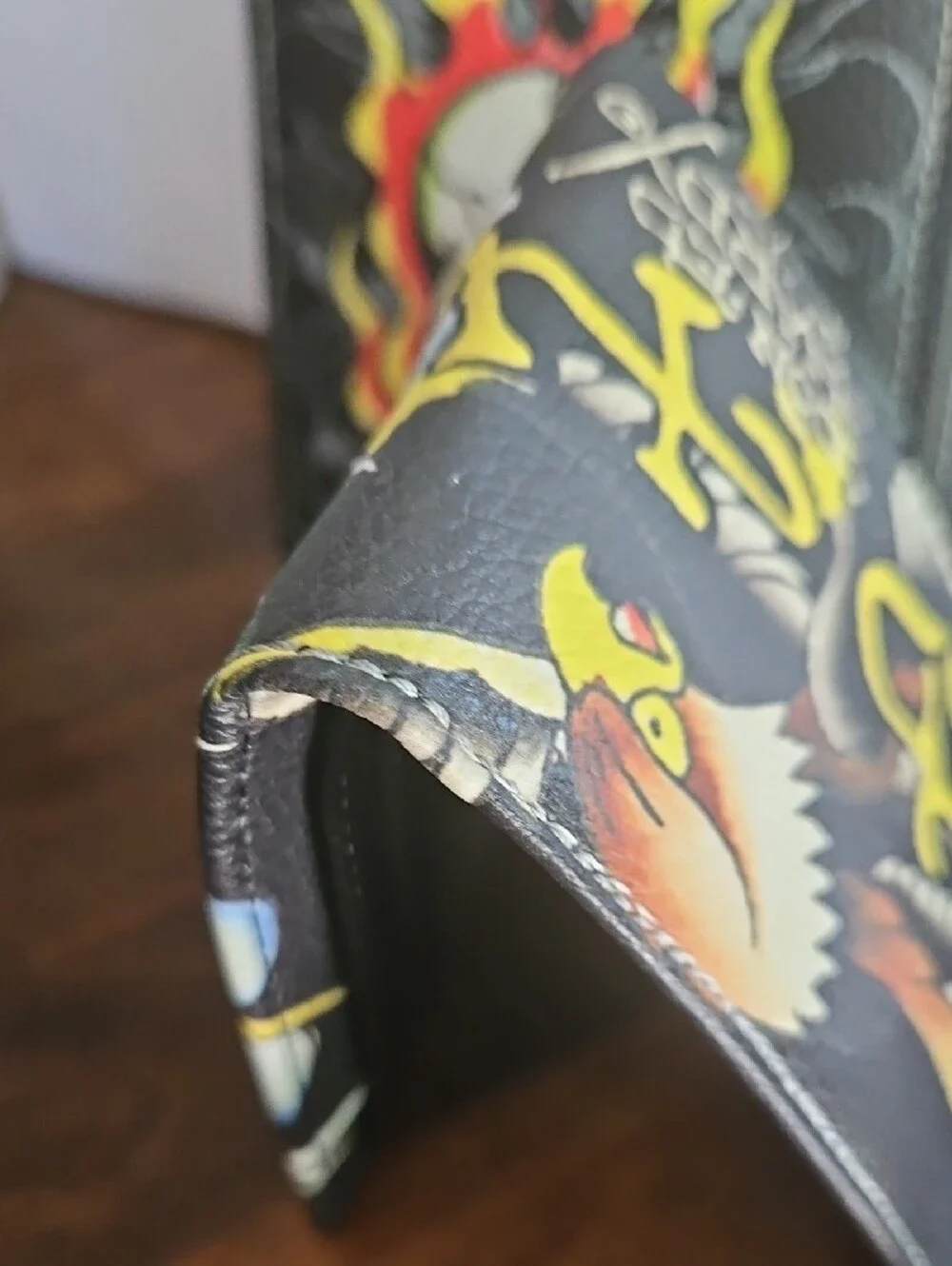 Ed Hardy Bi Fold wallet with Yellow & Red Tattoo Art